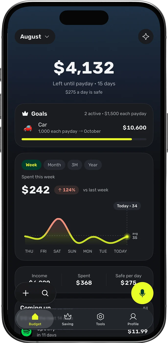 Kashla home screen in dark mode